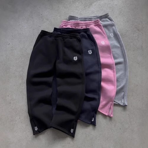 Imagen 2 del producto Pantalones de chándal con cremallera y cordón de otoño, pantalones de cintura alta informales de Color sólido, estilo Hip-Hop Rap Street Y2K