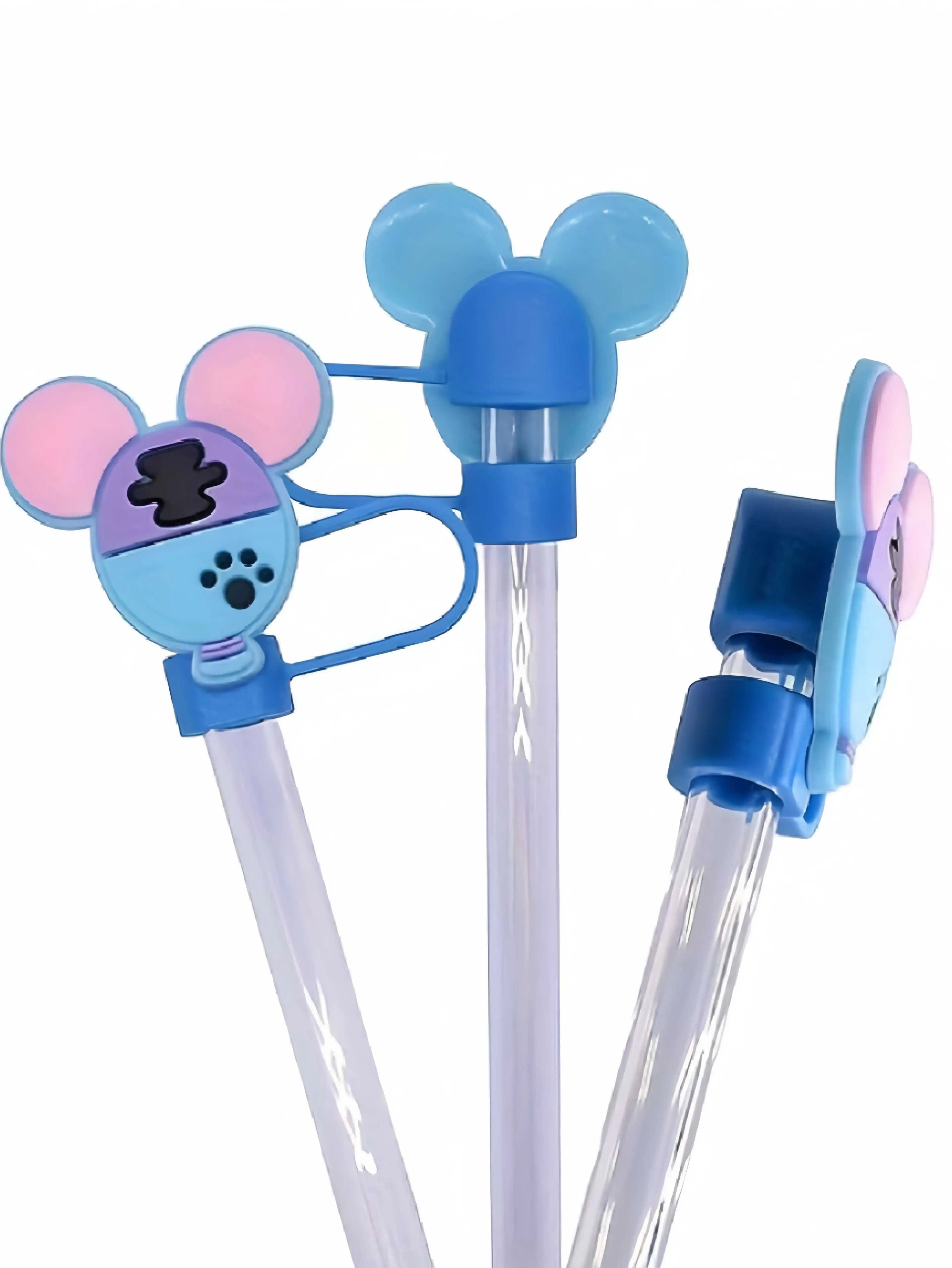 5/10 قطعة/المجموعة ديزني ميكي ماوس لطيف موضة القش تلميح اكسسوارات العالمي الغبار التوصيل غطاء من القش الزخرفية هدية حفلة #5