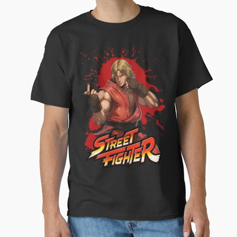 

Ken Masters Street Fighter 80s Retro Cartoon Combat Gift t shirt 1030 Arcade game Graphic Tee Y2K Clothes Large size Tops