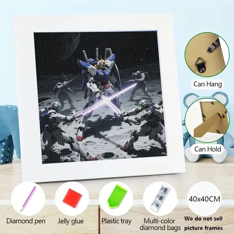 

1 шт. DIY 5D комплект алмазной живописи, Gundam Mecha Robot Battle Sci-Fi аниме настенное искусство, полная дрель, вышивка крестиком, ремесло для домашнего декора L