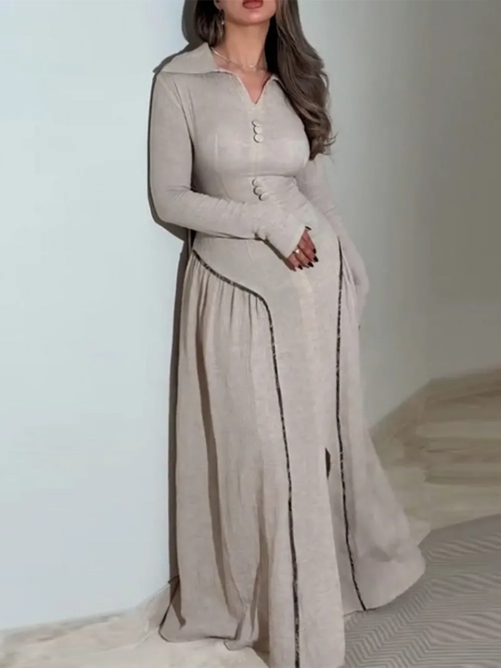 

Ид женское платье мусульманская Абая с однотонными пуговицами Vestidos Largos вечерние кафтан Джалабия Рамадан Дубай Абая Кафтан арабский длинный халат 2025