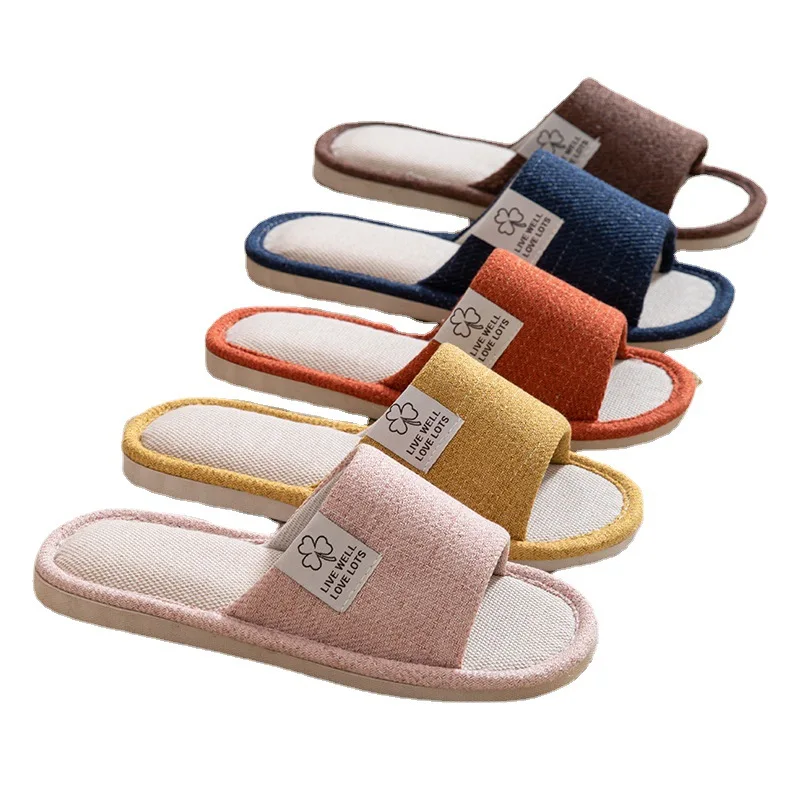 2024 Linen Home Slippers Soft Sole Silent Breathable Shoes in Spring Cotton and Linen Slippers for All Seasons Anti Slip Indoor