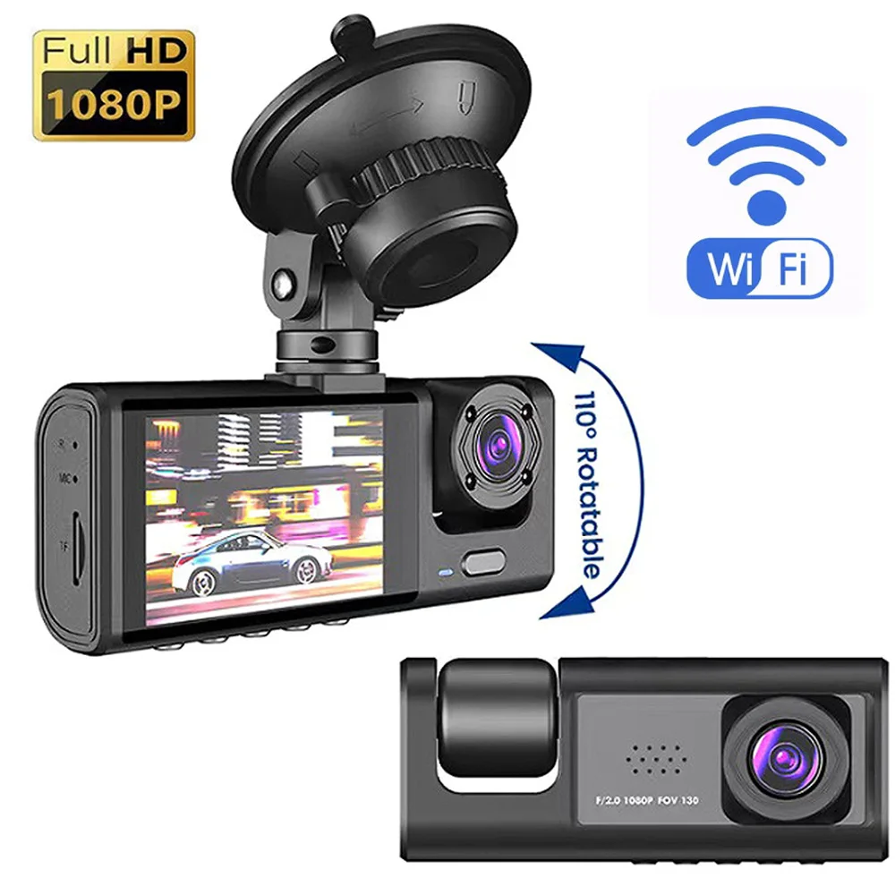 1080p-車載dvr-wifiアプリ-2-3レンズ-ドライブレコーダー-車用カメラ-車両用レコーダー-前後カメラ-ナイトビジョン搭載