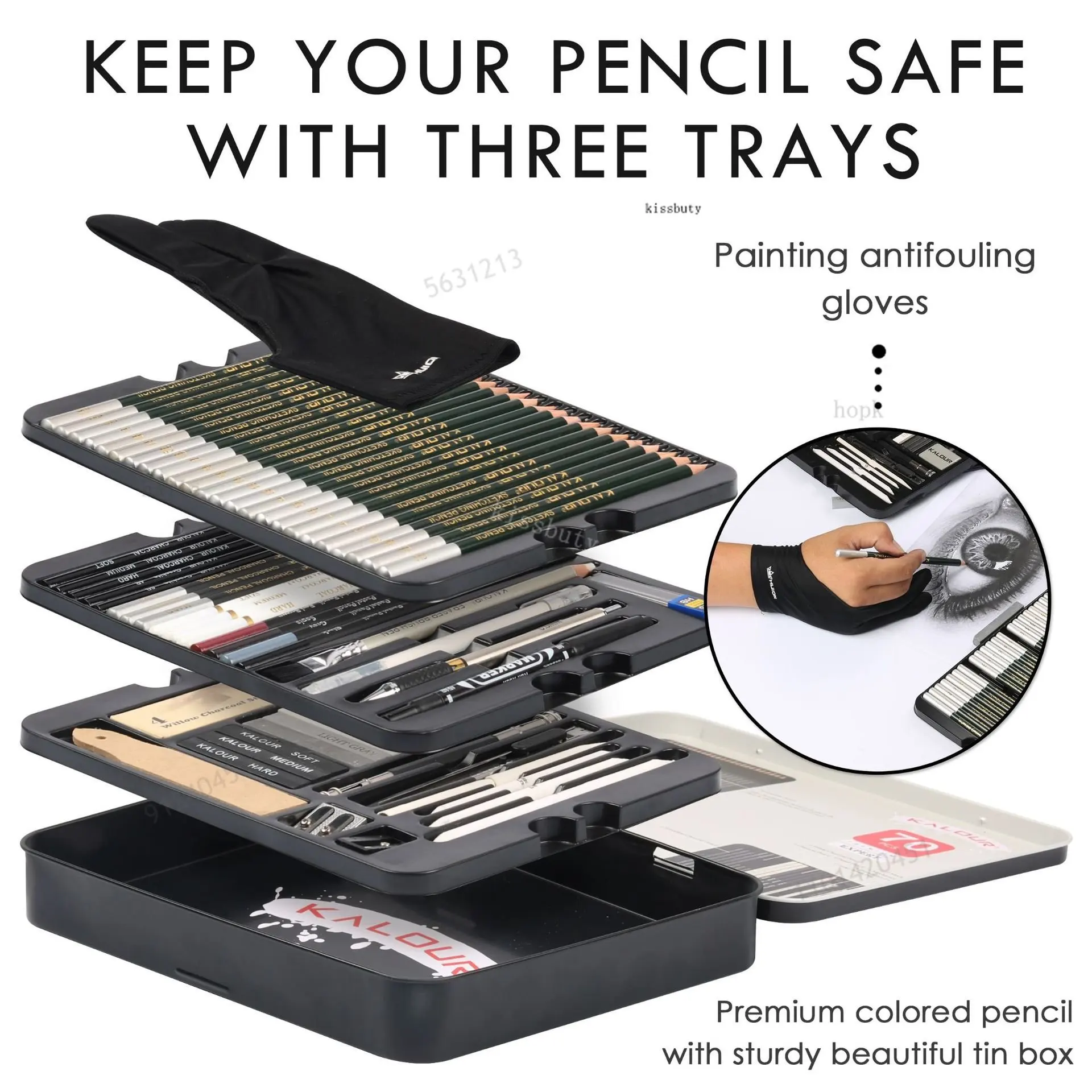 70 Pcs Professional Sketch Pencil Set, Drawing & Sketching Tool Kit for Artists, Students & Beginners