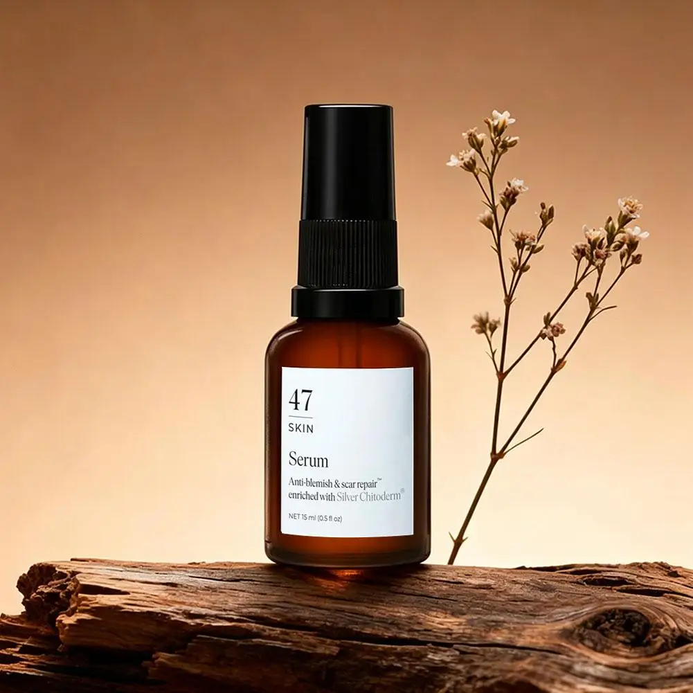 Silver Chitoderm Anti-Acne Repair Facial Serum,24H Hydrating Blemish Scar Minimizing Essence Soothe Breakout Restore Smooth Skin
