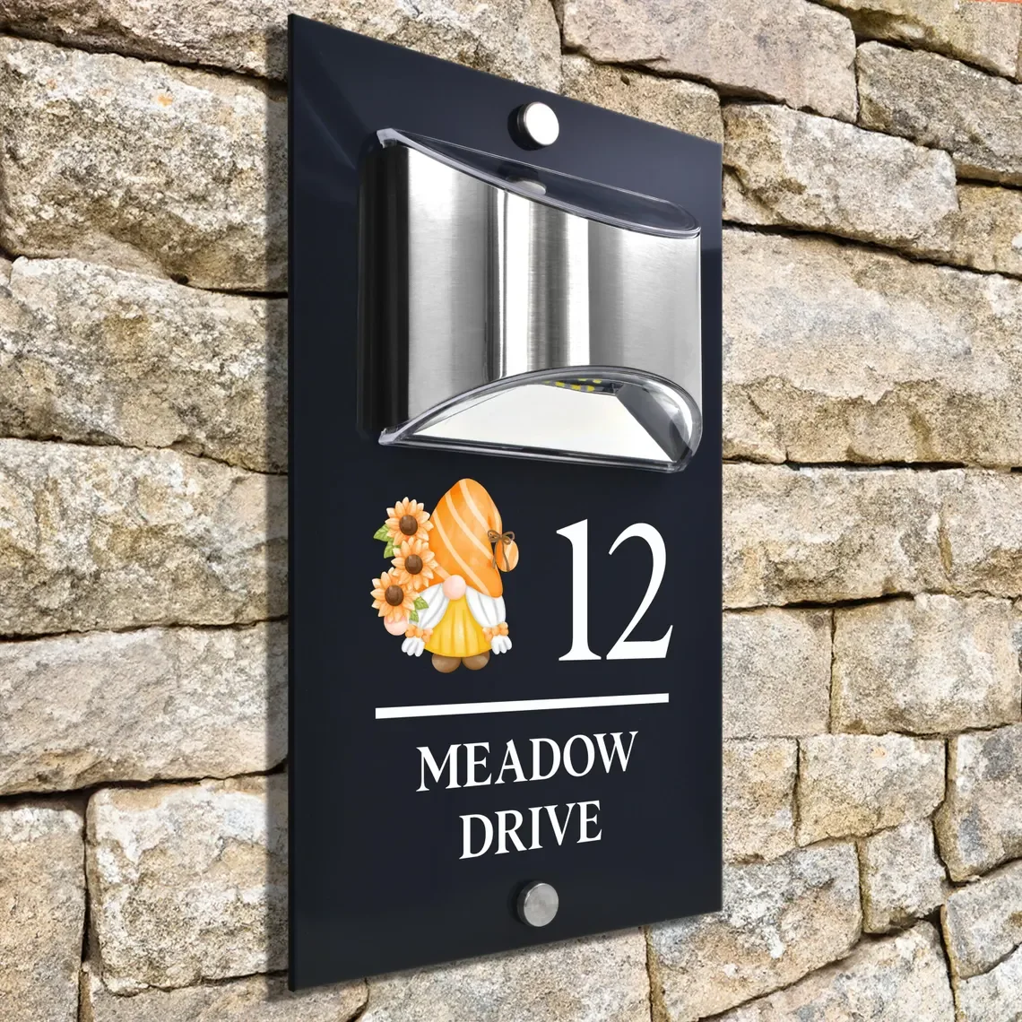

Custom Solar House Number Sign Personalised Solar Powered Anthracite House Number • Garden Gonk Design Address Plaque