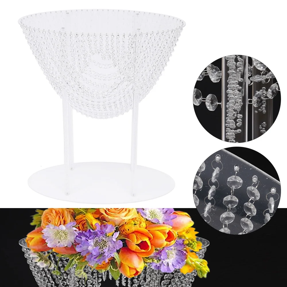 Alto acrílico flor stand para casamento, vaso claro, mesa de cristal, fundo dourado, EUA, 2PCs