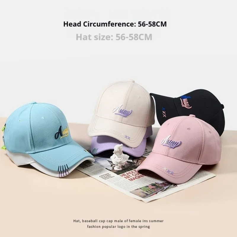 1 Stück Baseballmütze mit Buchstaben-Stickerei für Damen, koreanischer Stil, Entenschnabelkappe, Outdoor-Sonnenschutz, Schirmmützen, einfarbige Visiere 야구 모자