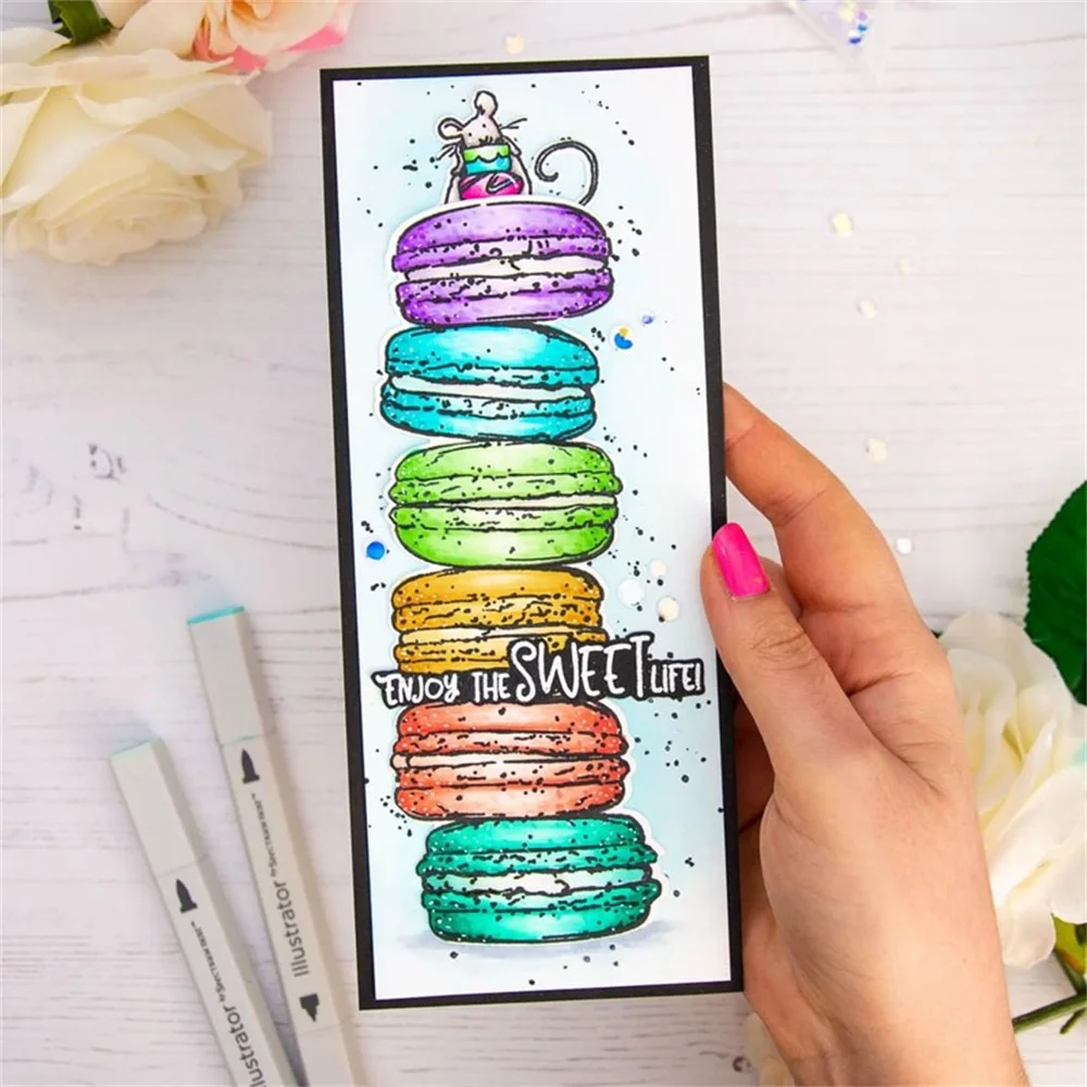 Macaron Przezroczyste stemple i wykrojniki Mysz Pies Czajniczek Silikonowe przezroczyste stemple do scrapbookingu DIY Album Tworzenie kartek Decora