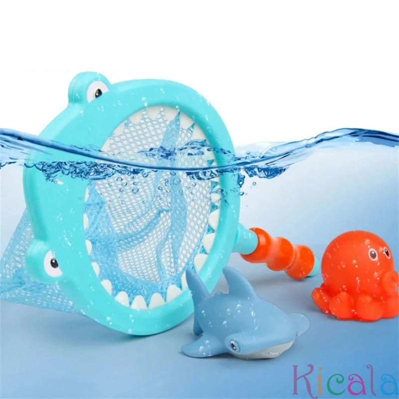 Juguete de baño para bebé, red de pesca flotante, imagen de viñetas de animales para niños, amasar, juguete de agua flotante feliz, regalo para bañera, piscina y playa