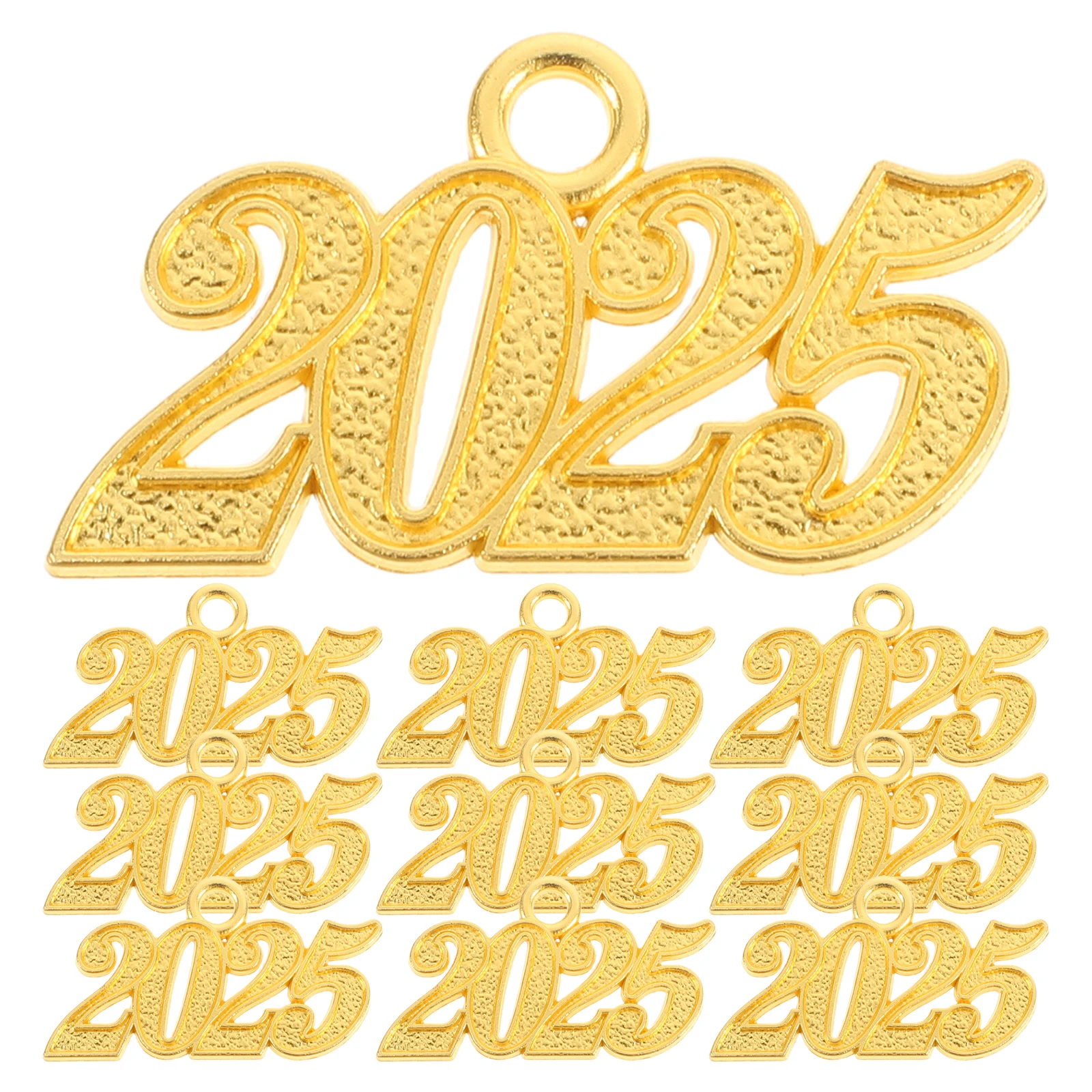 

10pcs Graduation Tassel Pendant 2025 Year Charm Metal Decoration Durable Material Versatile Use Party Garland Tassel Caps Stole