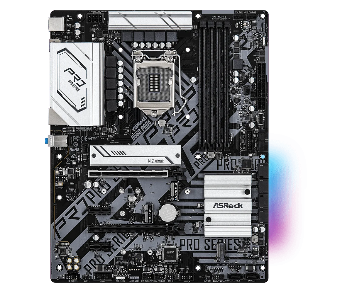 Imagem -02 - Placas-mãe Intel B560 Lga 1200 Ddr4 128gb Suporta Core I511400f I3-10100f I9-11900t Cpu M.2 Sata Iii Usb 3.0 Asrock-pro4