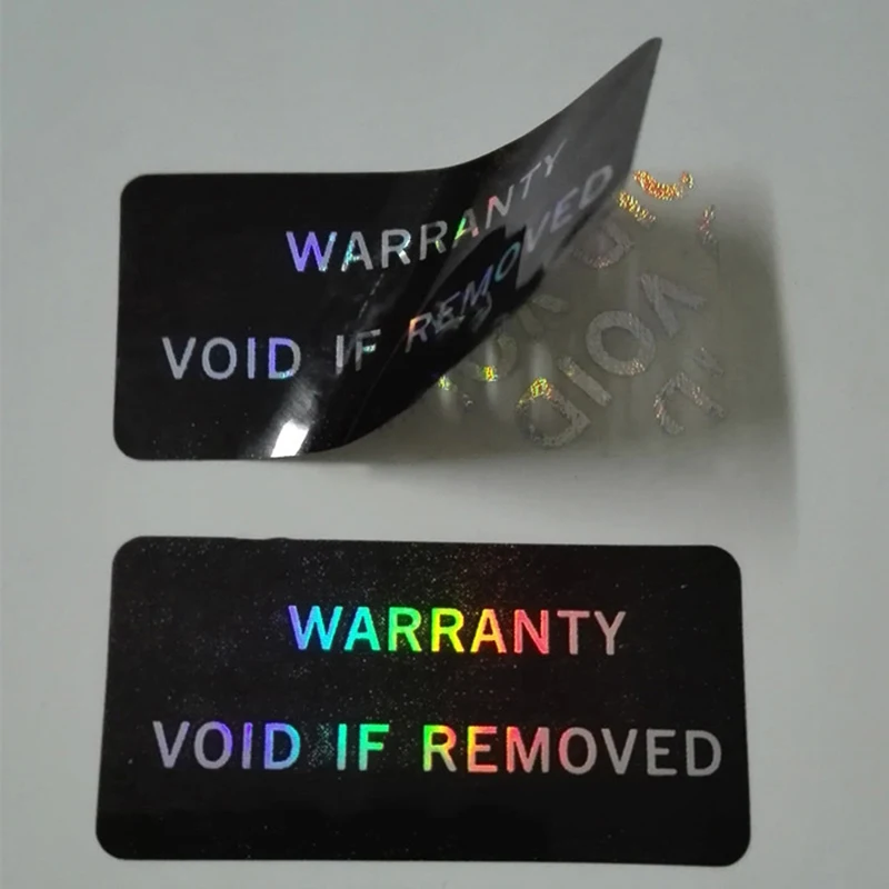 100Pcs Bar code warranty void stickers Dumb silver PET security labels with serial number waterproof tamper proof seal label