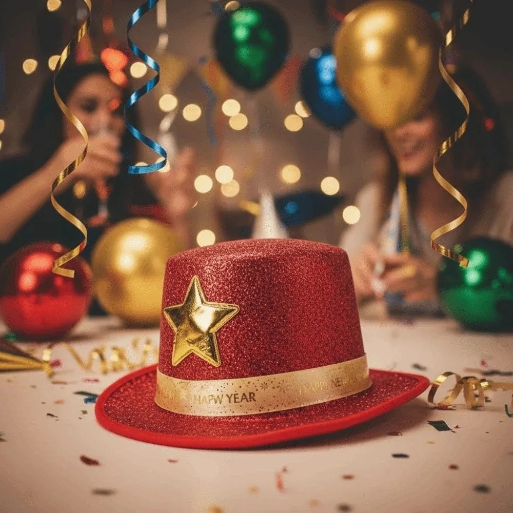 Live Show Wide Brim Shiny Jazz Hat Woolen Lightweight Festival Party Cap Felt Star Suit Top Hat New Year