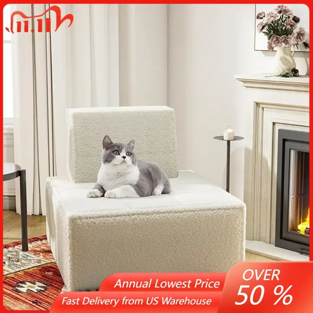 Modular Single Sherpa Sofa Chair, Cozy Floor Lounge Beige Couch, No Armrests, Living Room Sofas for Reading Nook, Apartment