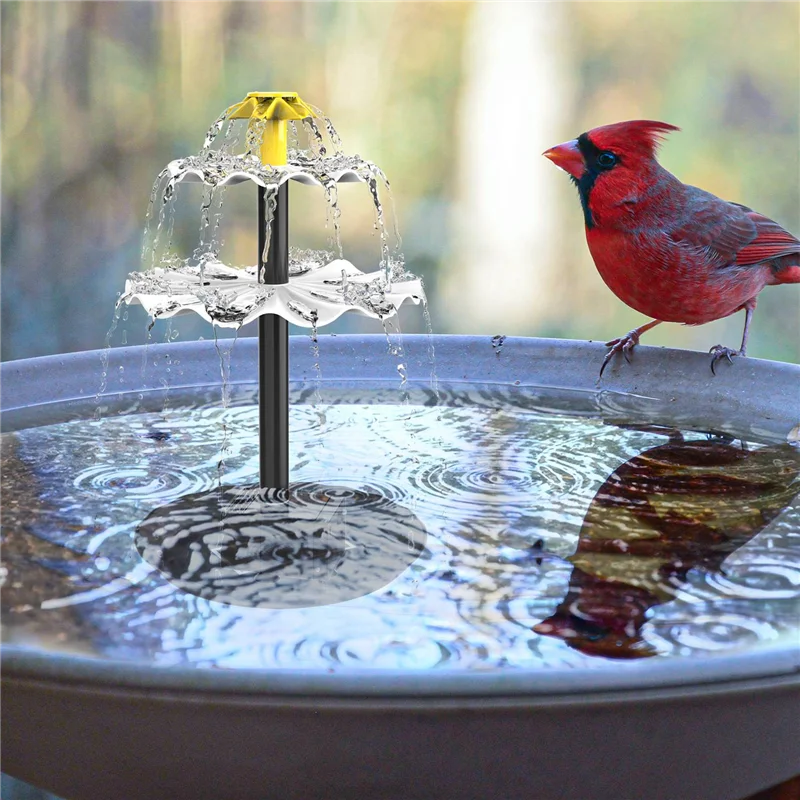 A51M-3 Tiered Bird Bath With Solar Pump,DIY Solar Fountain Detachable And Suitable For Bird Bath, Garden Decoration,Outdoor