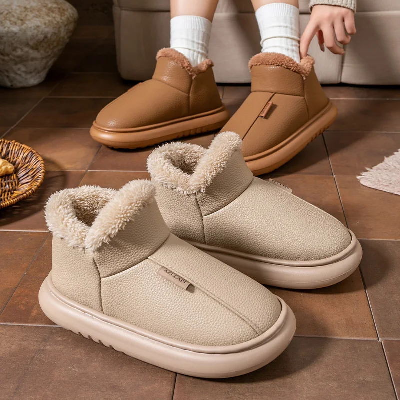 Chaussures en coton à talons tout compris pour femmes, nouveau style d'hiver avec polaire ajoutée et semelle épaisse pour la chaleur, slip en coton peluche