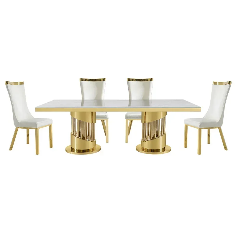 

Marble dining table rectangular Italian light luxury high-end household 2 rice table dining table and chair combination