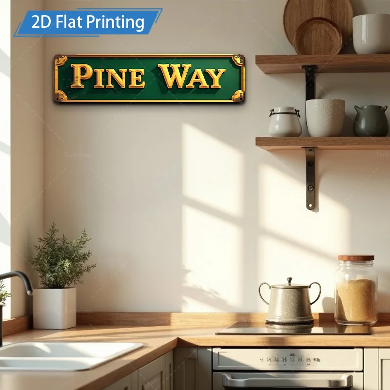 [2D FLAT] ป้ายโลหะ 1 ชิ้น ขนาด 4×16 นิ้ว ป้ายไม้สนวินเทจ สำหรับตกแต่งบ้าน