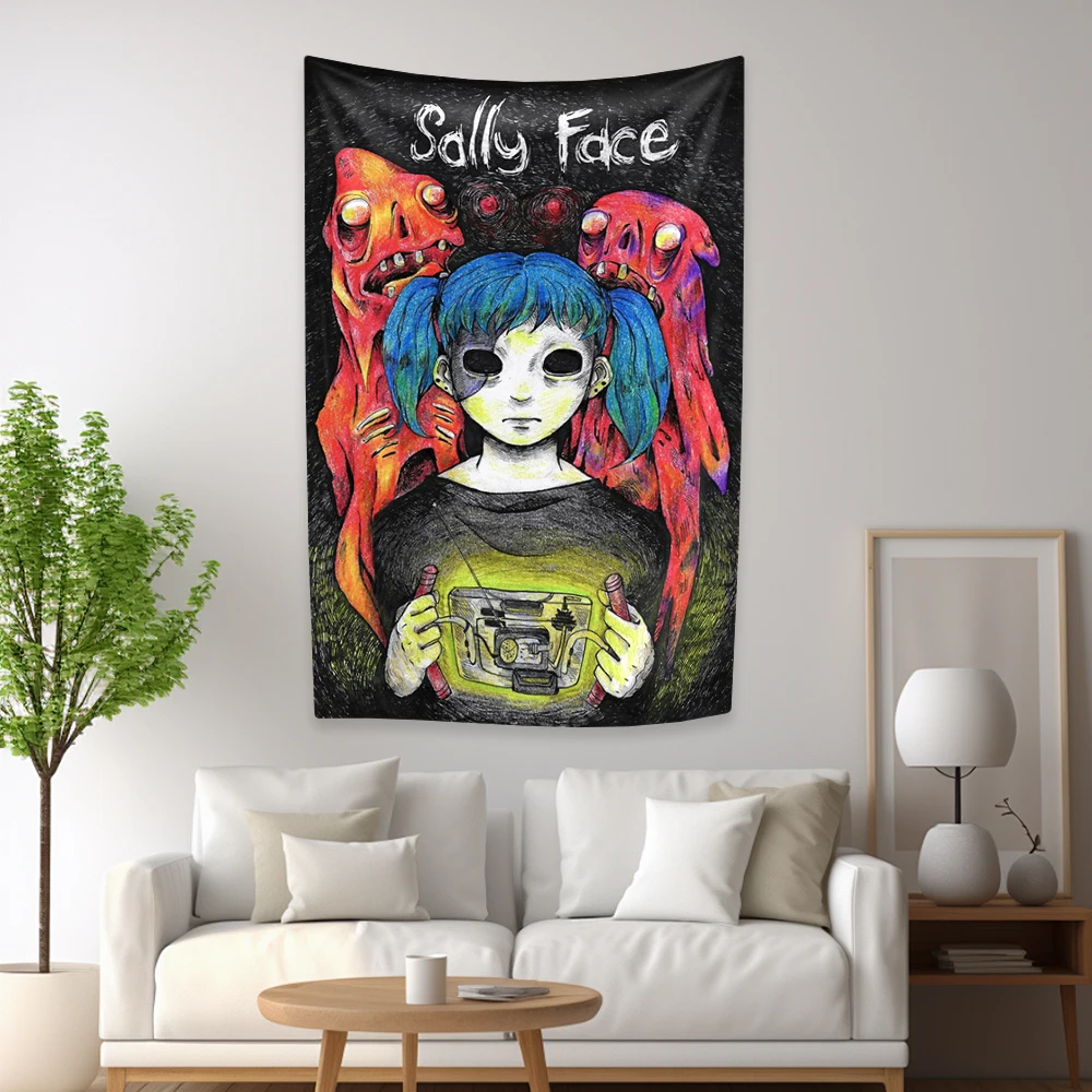 Игра S-Sally F-Face Horror крутой гобелен с цифровыми принтами флаг хиппи богемный дом гостиная кровать бар фон ткань настенный баннер
