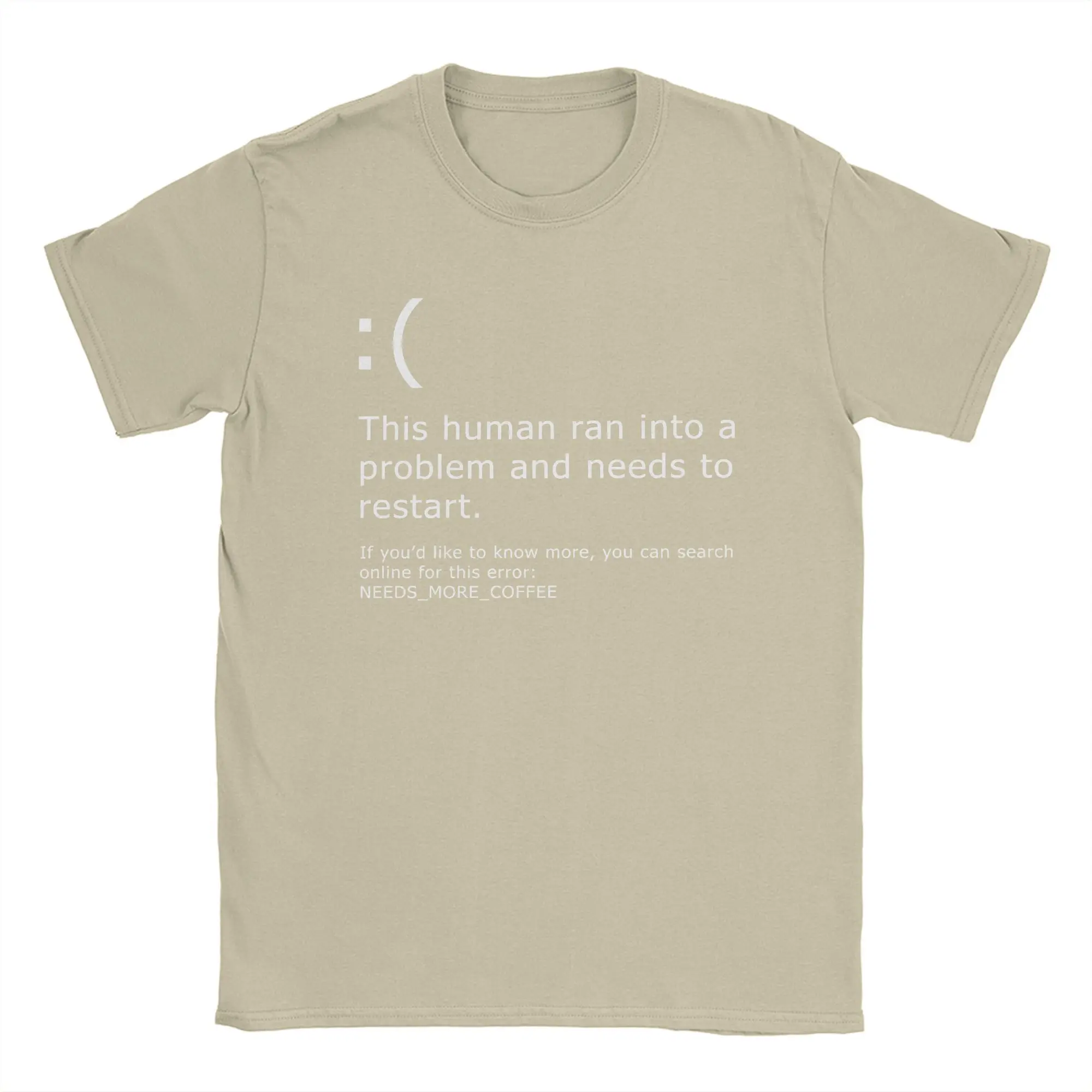CHAMPRINT Männer T-Shirts Blue Screen of Death Coffee Error Vintage T-Shirt aus reiner Baumwolle Windows BSOD PC Nerd Geek T-Shirt Rundhals-Tops 4