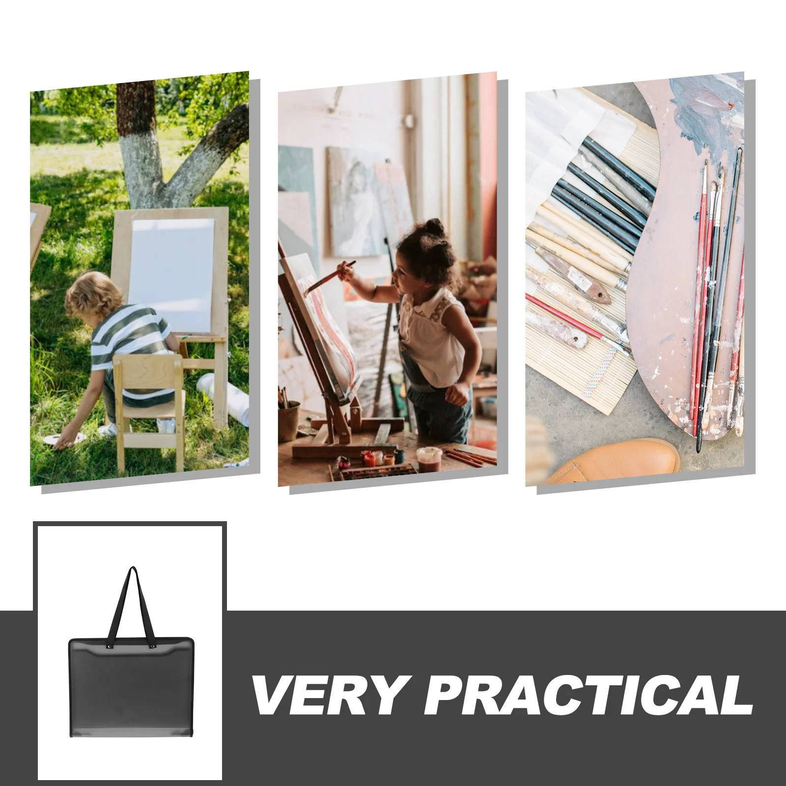 Art Portfolio Bag Large Capacity Aesthetic Edge Wrapping Easy-to-Use Zipper Versatile Storage Organizer for Art Files Books