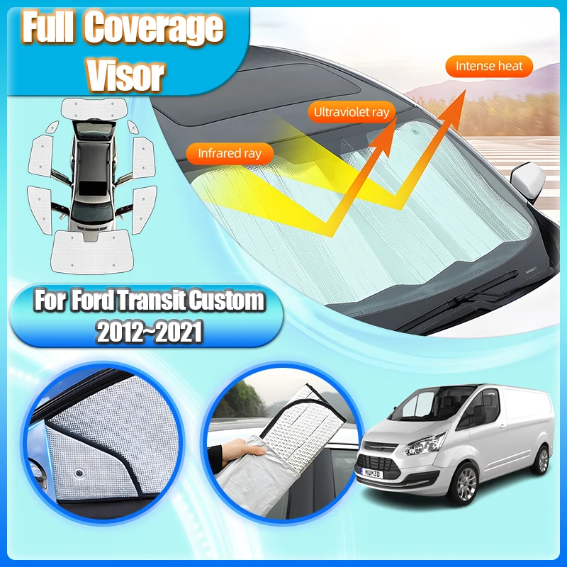

For Ford Transit Custom Accessories 2012~2021 MK1 1th Car Full Coverage Sunshades Window Windshields Anti-UV Ray Car Accessories
