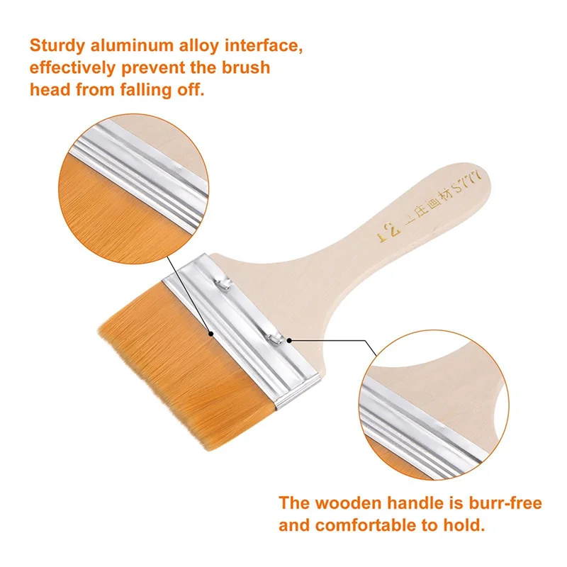 

A47U 15 шт. кисти для рисования нейлоновая кисть для рисования с плоской стеной мягкая щетина с деревянной ручкой для рисования своими руками