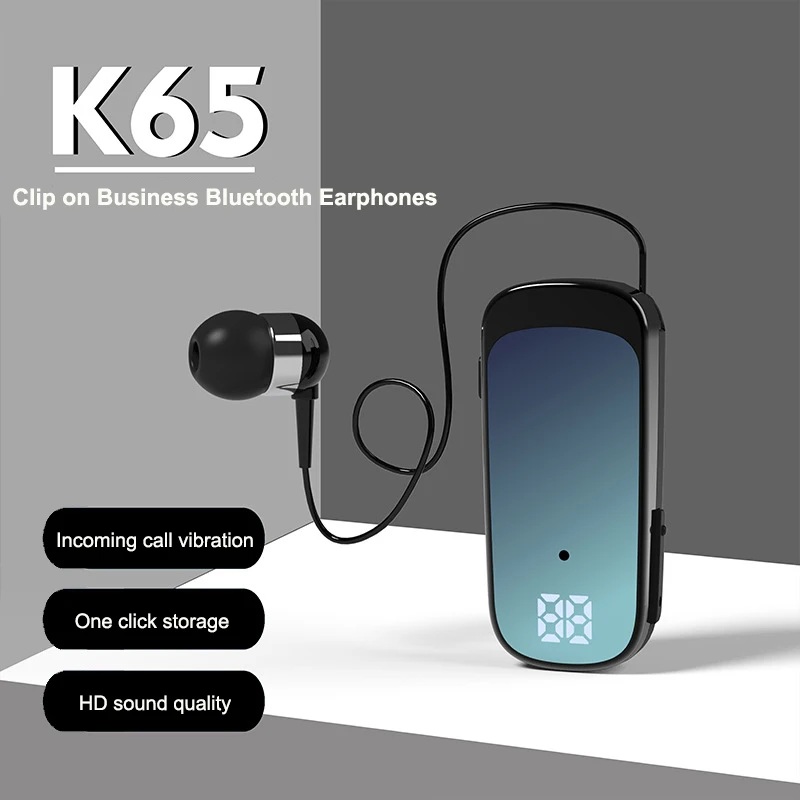 K65 Wireless Headphone Lavalier Business Call/Music 20H Vibration Reminder One-Click Photo Sport Earphone Bluetooth 5.2 Headsets