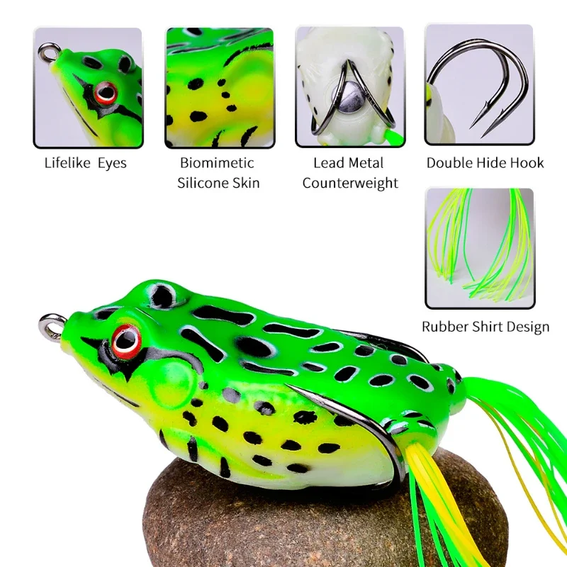 Frog Bait 13g Frog Lure Soft Tube  3D Eyes  Plastic Fishing Lure with Fishing Hooks Top Water Ray Artificial 1 Pcs