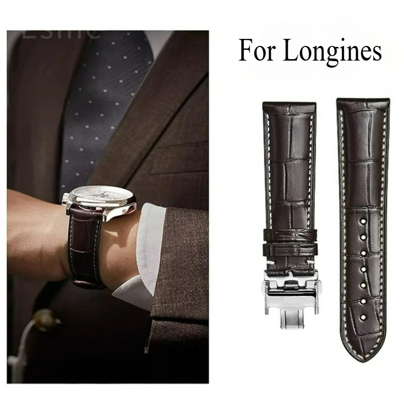 Original Style Watch Accessories for Longines Men’s and Women’s Cow Leather Watch Strap for Master/Flagship/La Grande Series
