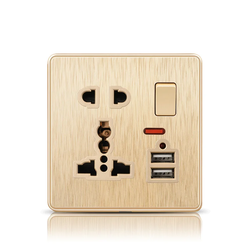 5PCS 5V 2.1A CE 16A Dual USB Charger Port 13A Global Universal 5 Hole USB Wall Power Socket EU Standard Switch Control Outlet Pa