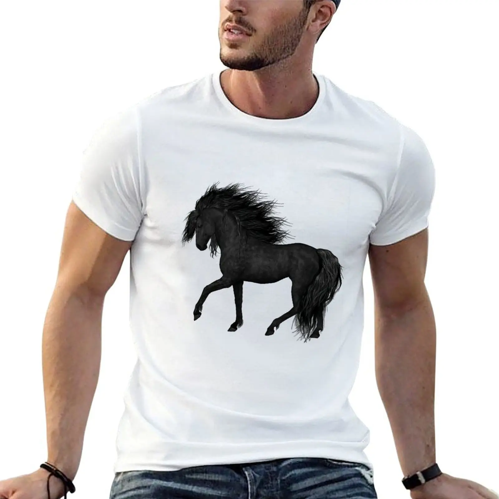 

Black Horse in kind T-Shirt mens graphic t shirts t shirts for man slim fit T-Shirt