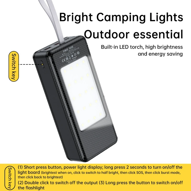 16x18650 Power Bank Case 20000mAh Fast Charging 22.5W+15W Wireless Charging Holder Outdoor Powerbank Box with LEDLight,B-A56M