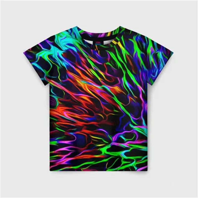 Rainbow Graffiti 3D Print T-shirt For Men Hip Hop Street Painting Personality Crewneck T Shirts Bright Colors Fashion Tee Top