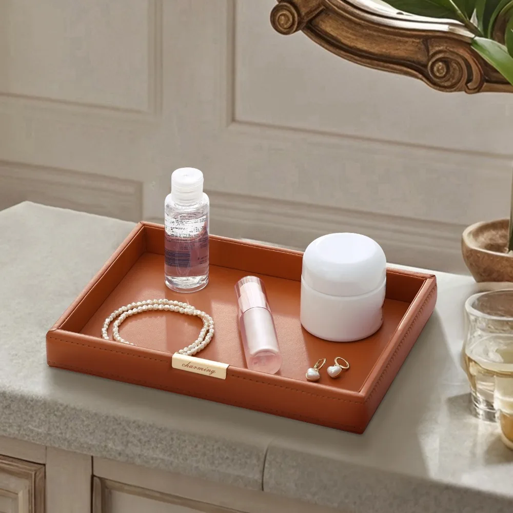

Настольный органайзер в скандинавском стиле: кожаный квадратный ящик для хранения украшений, многофункциональная элегантная корзина для косметики в спальню