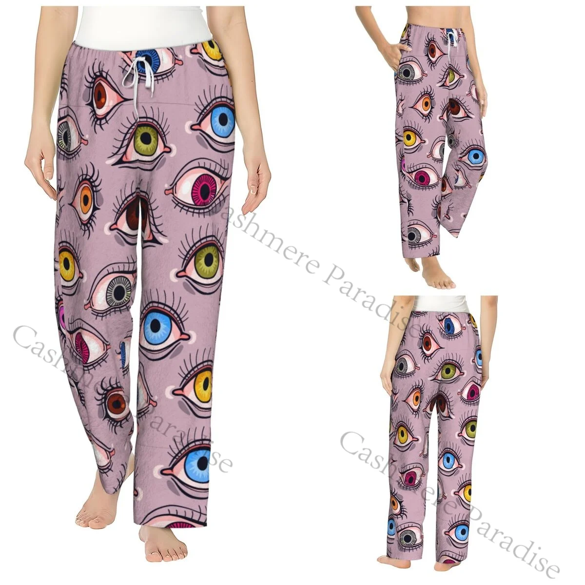 

Seamless Women Eyes Women Sleep Pants Warm Flannel Lounge Pants for Winter Nights