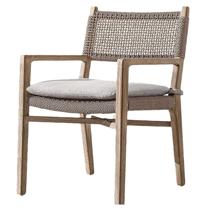 

Outdoor solid wood tables and chairs, courtyard open-air teak long table waterproof and sunscreen outdoor anti-corrosion