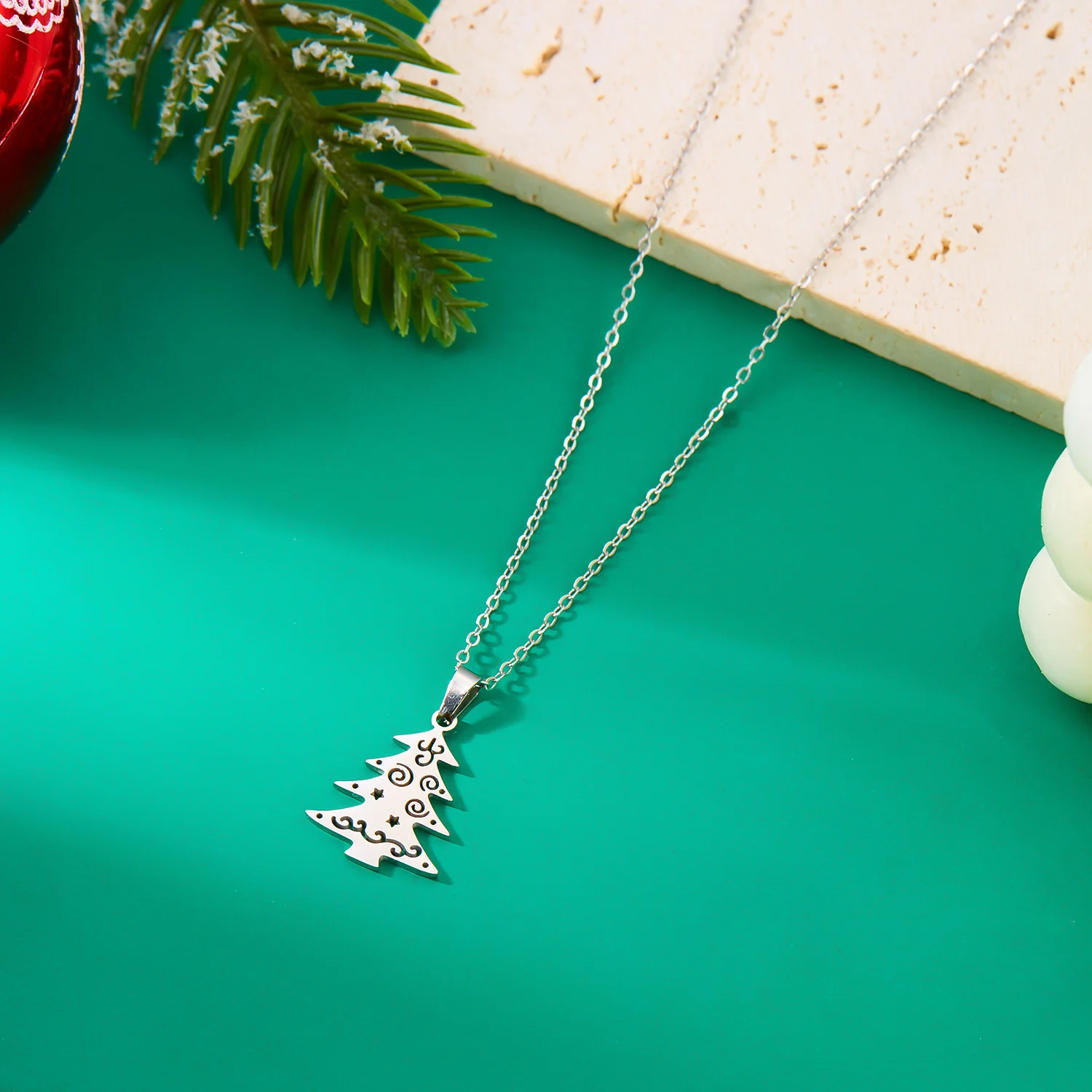 Minimalistische Weihnachts-Anhänger-Halskette aus Edelstahl für Frauen, Schneeflocke, Weihnachtsmann, Elch-Halskette, Freundschaft, Hochzeit, Party-Schmuck – Detail 25