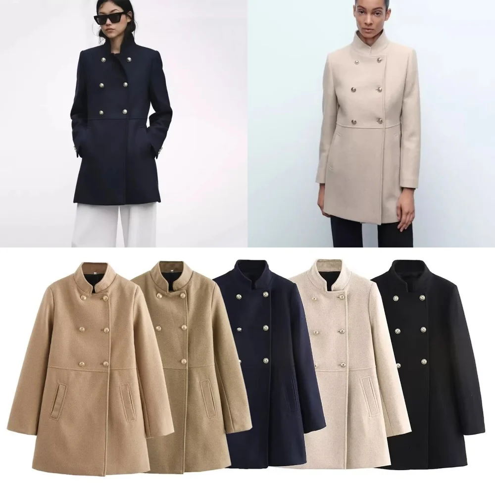 Imitation Wool Autumn Fashion Black Long Coat Elegant and Beautiful Women's Coat American Retro Autumn Coat Urban Coat