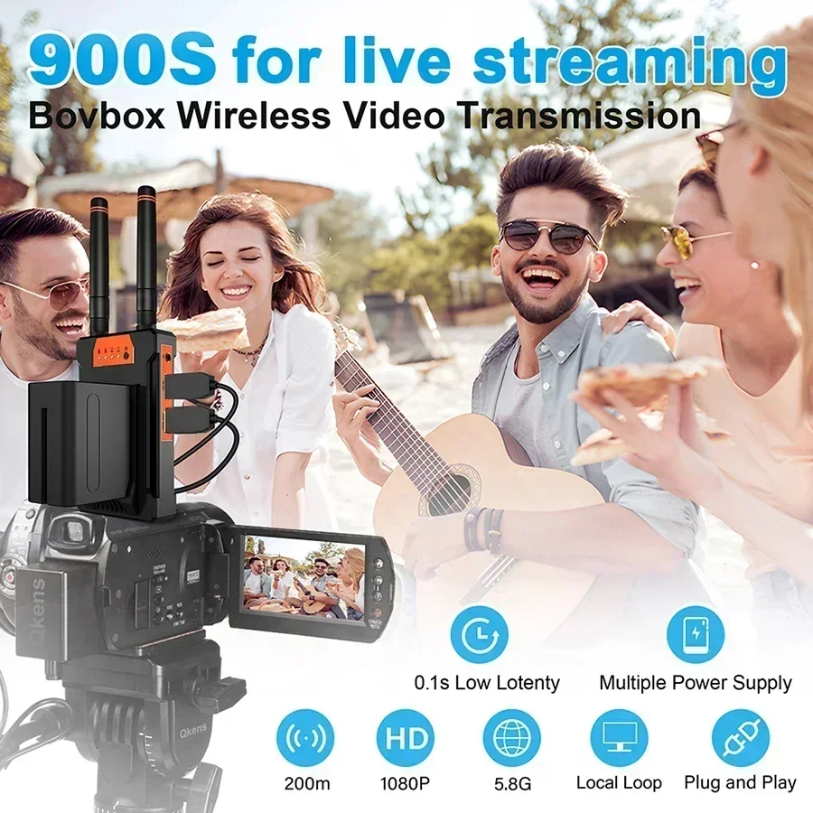 200M Wireless HDMI Transmitter and Receiver Video Display Adapter Extender Can Battery for Camera Live Streaming Laptop To TV