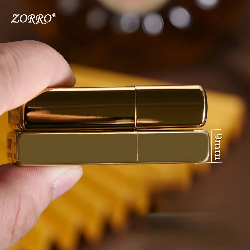 2024 Original ZORRO Kerosene Lighter Retro Creative Pure Copper Shell Windproof Brass Cigarette Gasoline Engine Smoking Gift Box