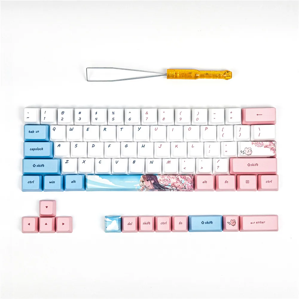 

Custom 60% PBT Keycaps Set OEM Profile for MX Mechanical Gaming Keyboard ANSI GH60 RK61/ALT61/Annie/poker GK61 GK64