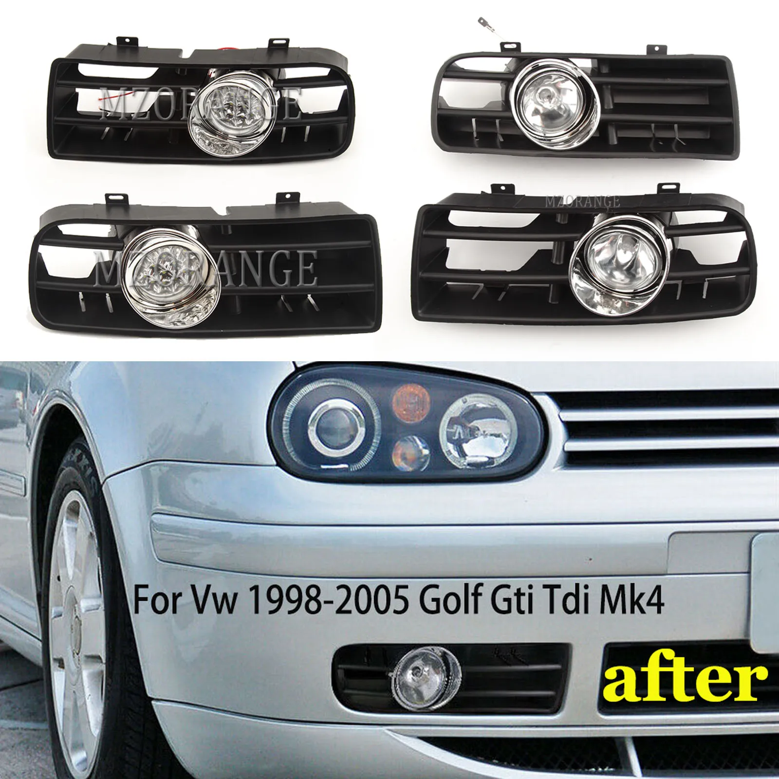 Światła przeciwmgielne LED Reflektor przeciwmgielny do VW Golf 4 MK4 GTi TDI 1997-2006 LED DRL Światło przeciwmgielne do jazdy Wyścigowy grill Lampa kierunkowskazu