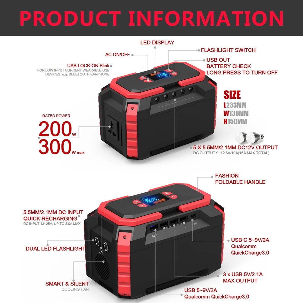 Working Under Cold Weather Power  type-C output Portable Solar  Station Lithium  Generator For Adventure