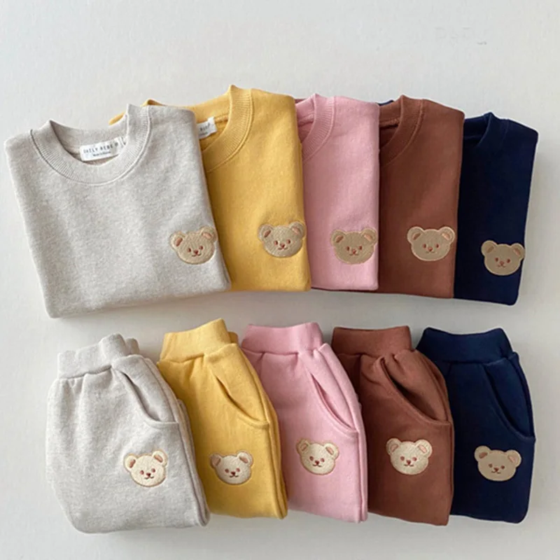 Fashion Toddler Baby Boys Girl Fall Clothes Sets Baby Girl Clothing Set Kids Sports Bear Sweatshirt Pants 2Pcs Suits Outfits