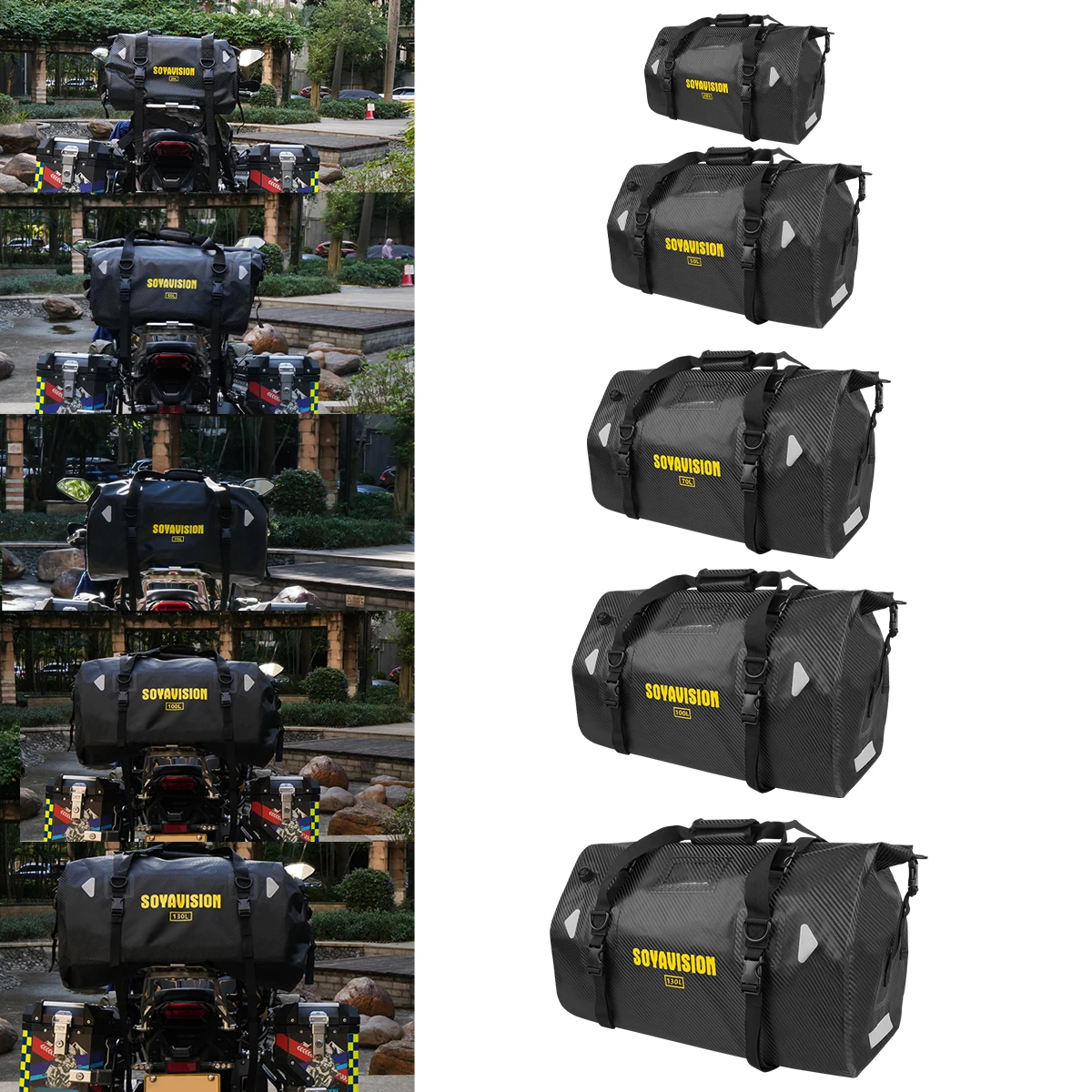 Motorcycle Waterproof Seat Bag Tail Bag Travel Riding Hiking Camping Outdoor Dry Luggage Roll Pack Bag Motorcycle Bumper Bag