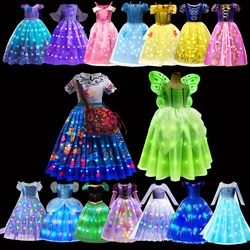 Encanto Mirabel Isabela LED Light Up Dress Girls Kids Tinker Bell Cosplay Party Clothes Carnival Halloween Costume Prom Gown