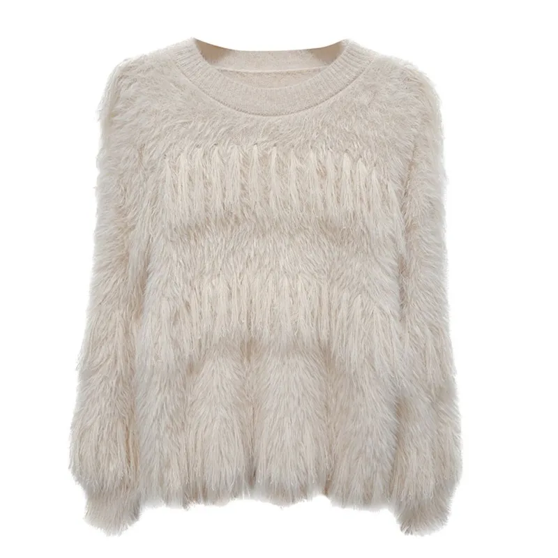 

Осенне-зимний утолщенный свитер Super Fairy из молочной норки, вязаный топ, женский изысканный простой повседневный модный тренд, сладкий
