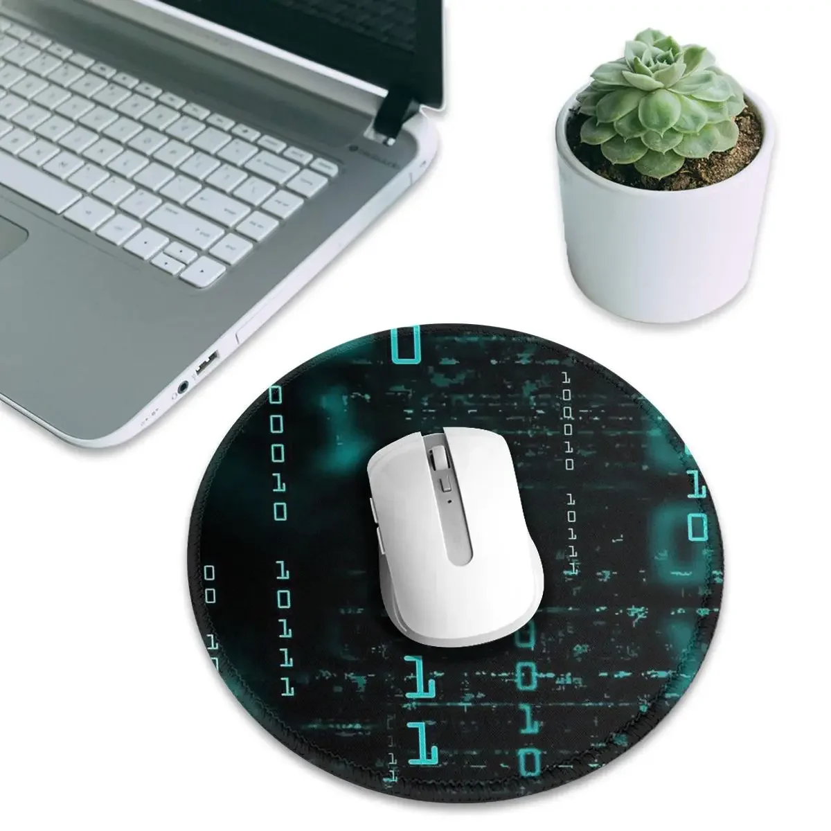 Hacker Code Binary Code Geek Science Computer Round Mouse Pad Computer Keyboard Mouse Mat Gamer Laptop Desk Mat